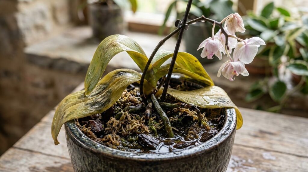 Excesso de água em orquídeas