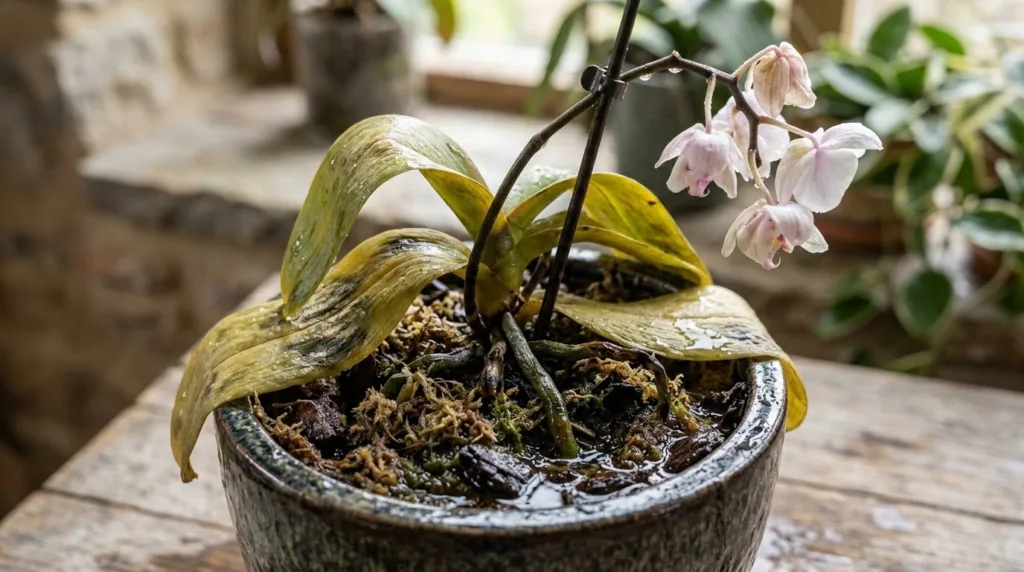 Excesso de água em orquídeas